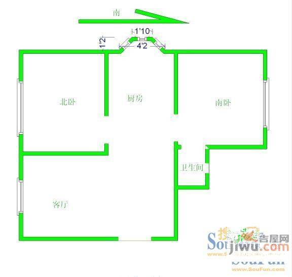 龙鼎大厦2室1厅1卫188㎡户型图