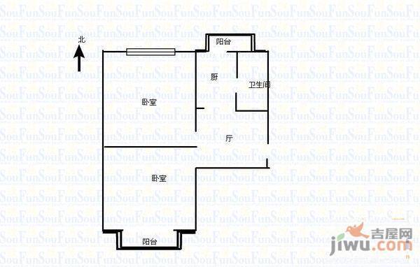 柳河小区1室1厅1卫38㎡户型图