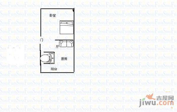 柳河小区1室1厅1卫38㎡户型图