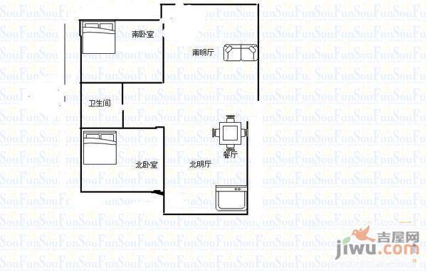 柳河小区1室1厅1卫38㎡户型图