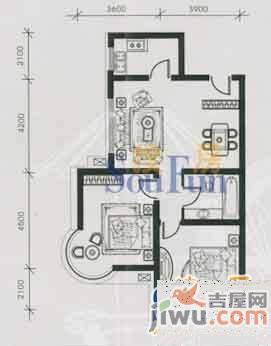 摩根凯利2室2厅1卫108.5㎡户型图