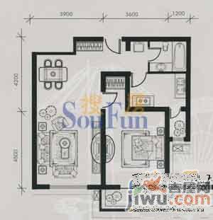 摩根凯利2室2厅1卫108.5㎡户型图