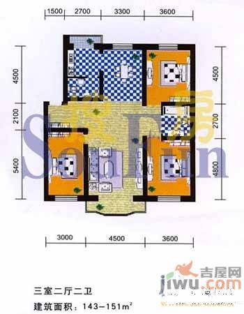 辰宇新村2室2厅1卫58㎡户型图