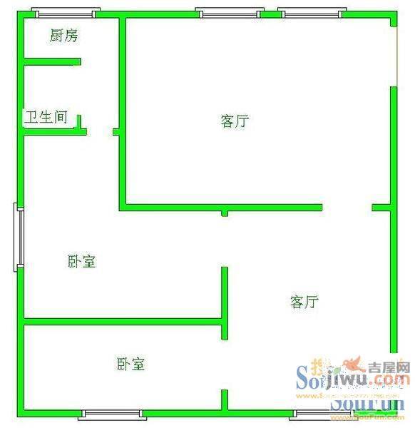 铝镁社区2室1厅1卫户型图