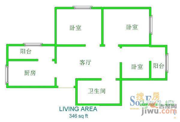 铝镁社区2室1厅1卫户型图