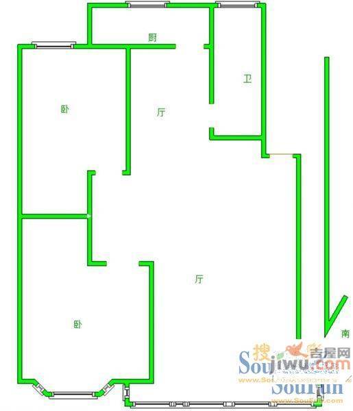 铝镁社区2室1厅1卫户型图