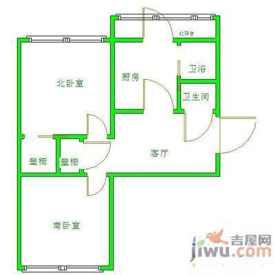 北二经2室2厅1卫93㎡户型图