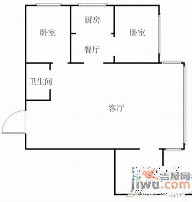 富仕家园2室1厅1卫户型图