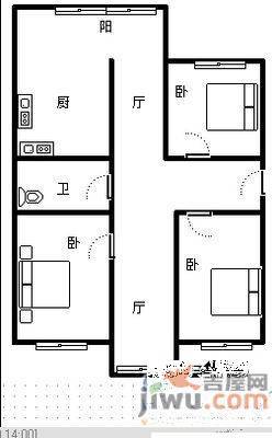 边墙社区3室2厅1卫116㎡户型图