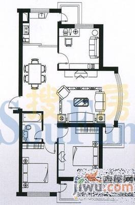 万新家园3室2厅1卫114㎡户型图