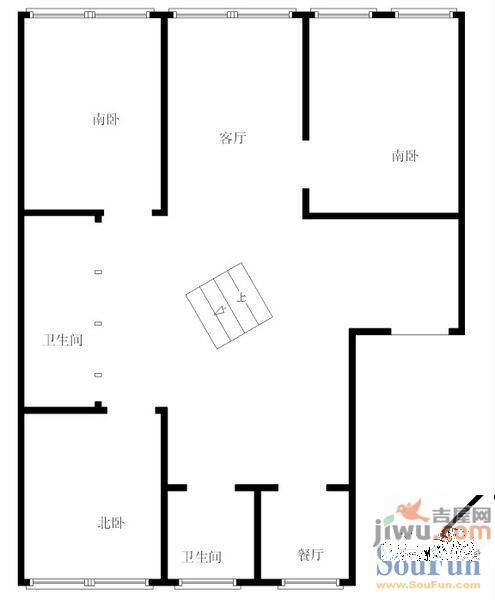 翰林家园3室2厅1卫124㎡户型图