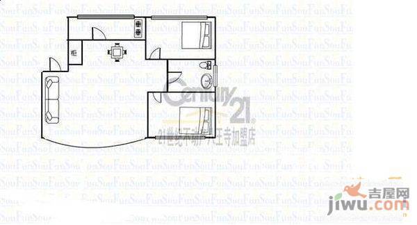 翰林家园3室2厅1卫124㎡户型图