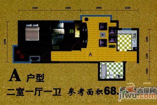 黎明国际广场2室1厅1卫68.5㎡户型图