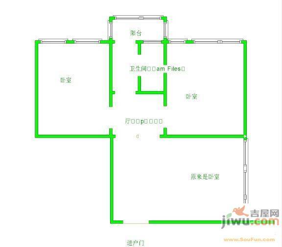 北大营1室1厅1卫39㎡户型图