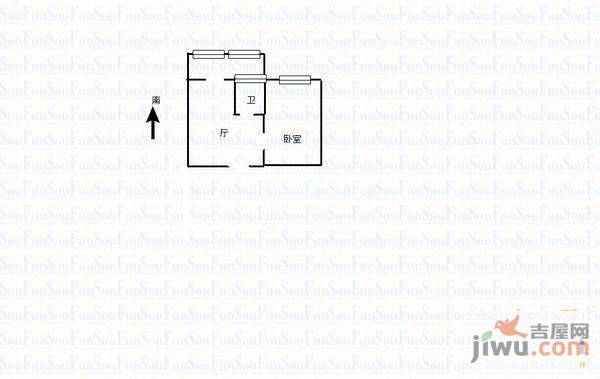 北大营1室1厅1卫39㎡户型图