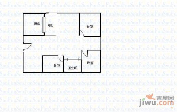 民航小区1室1厅1卫38㎡户型图