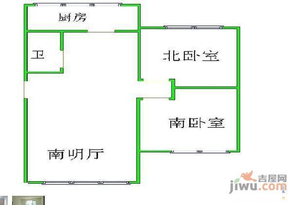 民航小区1室1厅1卫38㎡户型图