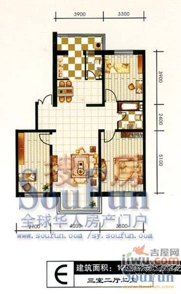 如意名苑1室1厅1卫62.5㎡户型图