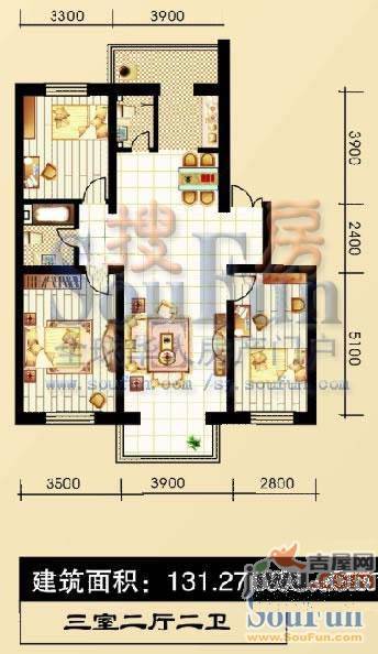 如意名苑1室1厅1卫62.5㎡户型图