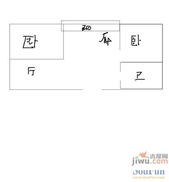 二台子小区2室1厅1卫56㎡户型图