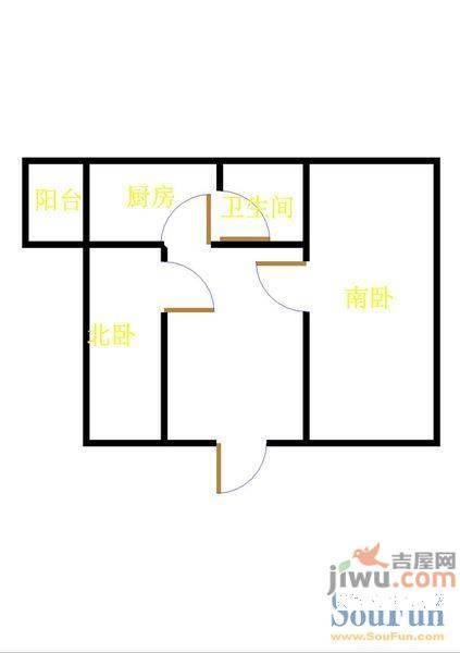 二台子小区2室1厅1卫56㎡户型图