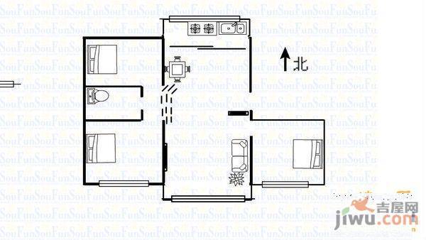 荣城花园(大东)2室2厅1卫107㎡户型图