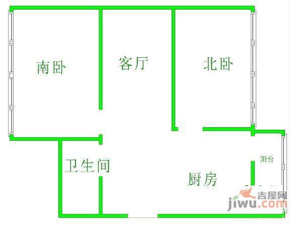 和惠家园2室1厅1卫88㎡户型图