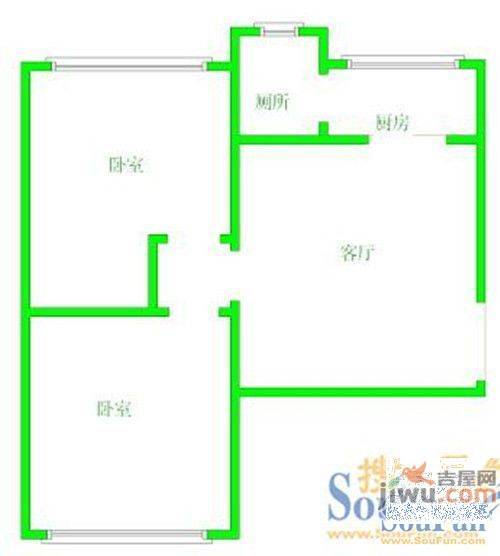 和惠家园2室1厅1卫88㎡户型图