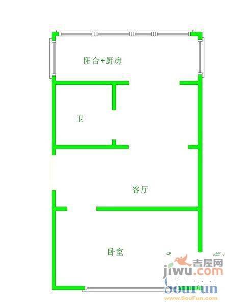 白塔小区1室1厅1卫36㎡户型图