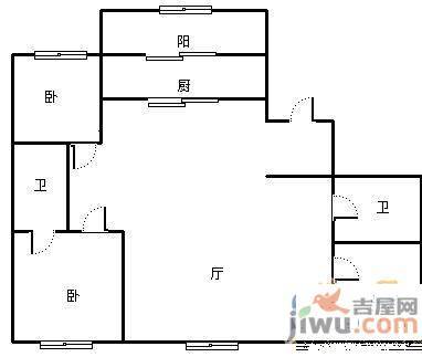 北方奥运花园3室2厅1卫111㎡户型图