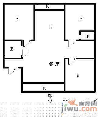 北方奥运花园3室2厅1卫111㎡户型图