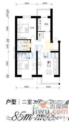 东方之珠2室2厅1卫85㎡户型图