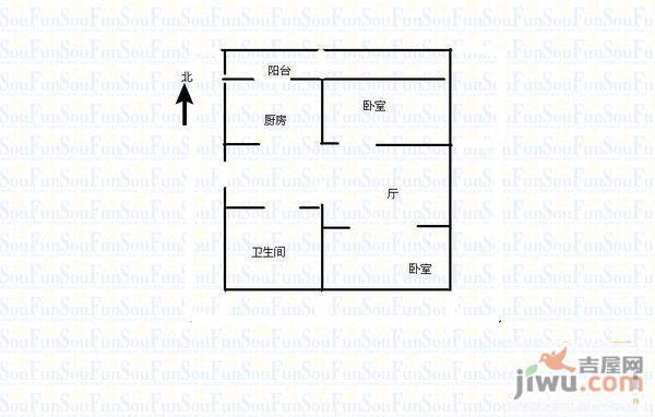 鹤鸣小区2室1厅1卫70㎡户型图