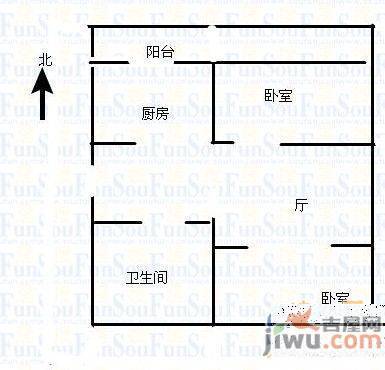 鹤鸣小区2室1厅1卫70㎡户型图