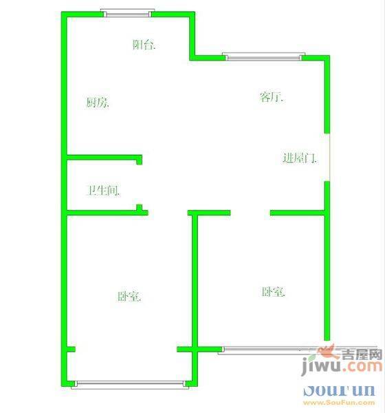 友佳荣成花园3室2厅1卫75㎡户型图