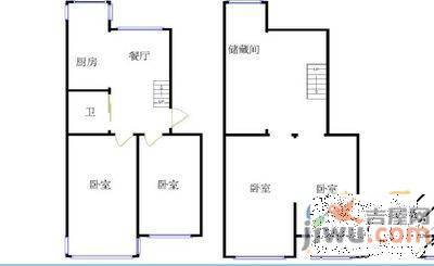 友佳荣成花园3室2厅1卫75㎡户型图