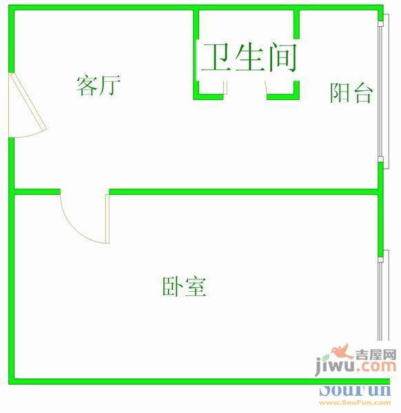 铁路小区(大东)1室1厅1卫32㎡户型图