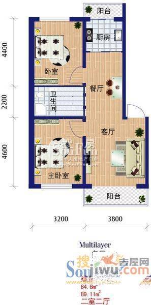 新民小区2室1厅1卫户型图