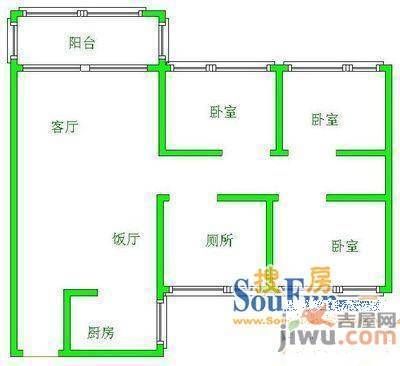 矿山社区1室1厅1卫45㎡户型图