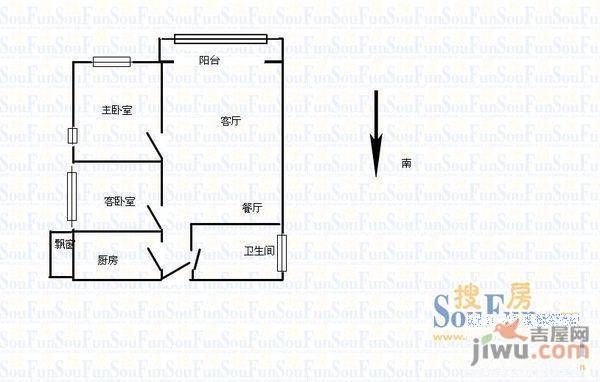 矿山社区1室1厅1卫45㎡户型图