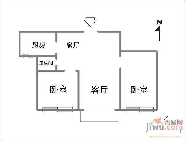 珠林小区2室2厅1卫70㎡户型图