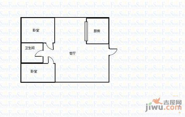 园中小区2室1厅1卫60㎡户型图