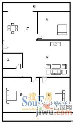 世隆小区2室1厅1卫56㎡户型图