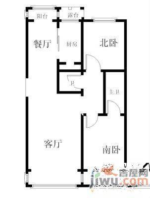 水岸雅居2室2厅1卫92㎡户型图