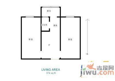 魁星小区1室1厅1卫42㎡户型图