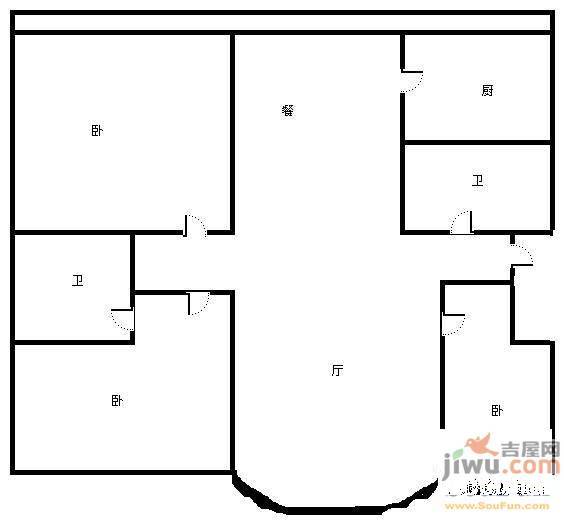 金叶佳园3室2厅2卫167㎡户型图