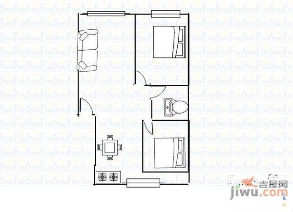 佳园新村1室1厅1卫62㎡户型图