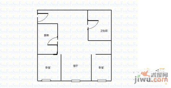 佳园新村1室1厅1卫62㎡户型图