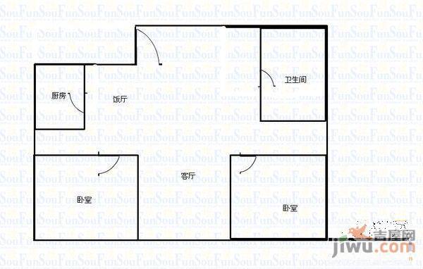 佳园新村1室1厅1卫62㎡户型图