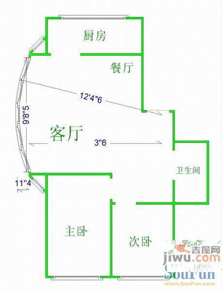 智居园2室2厅1卫118㎡户型图